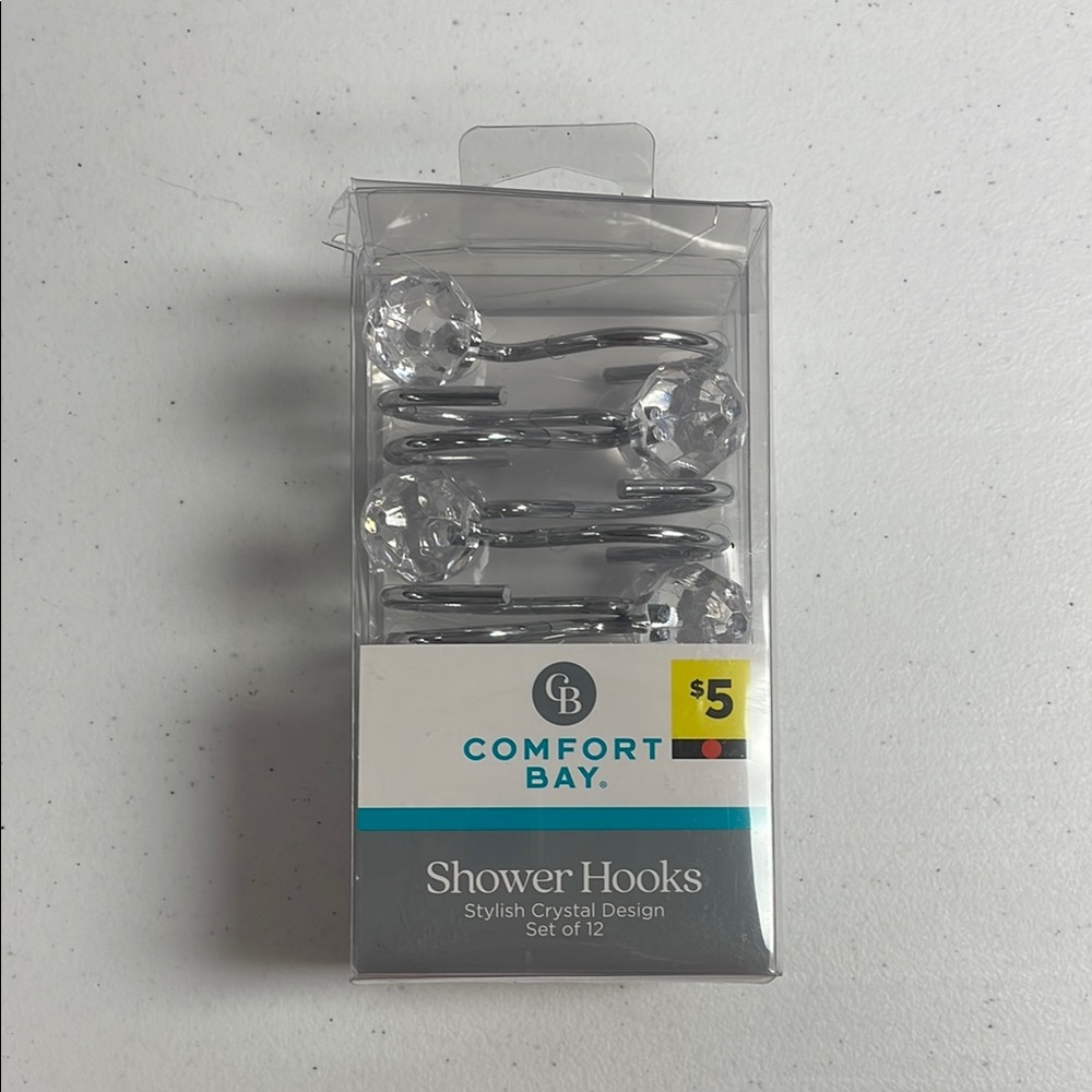 Comfort Bay Silver Crystal Shower Hooks